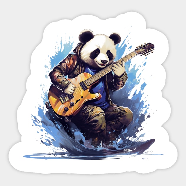 panda play guitar Sticker by piratesnow